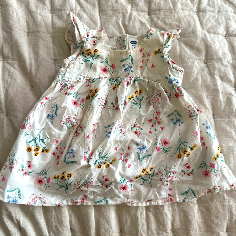 Old Navy Floral Dress Baby Girl 0-3 Months Ruffle Sleeveless Sundress Cotton